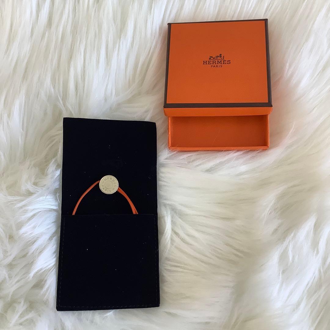 HERMES セリエ コードブレスレット バングル メタル ロゴ コットンコード