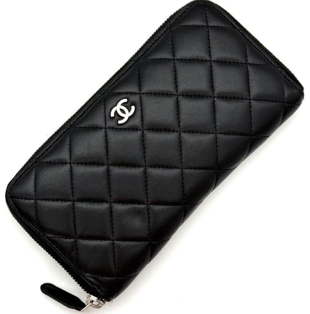 シャネル　マトラッセ 長財布　ラムスキン　美品