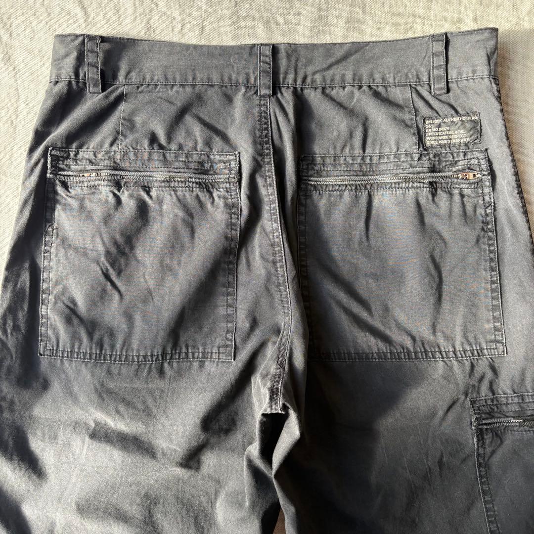 希少 OLD STUSSY y2k マルチジップ カーゴパンツ ブラック 32