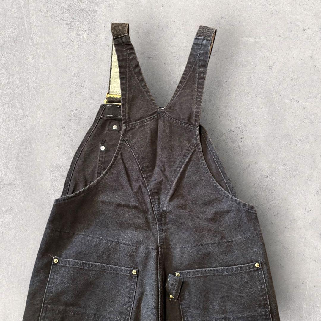 【カーハート】オーバーオール　黒　34×28 USA製　ダブルニー　人気カラーj