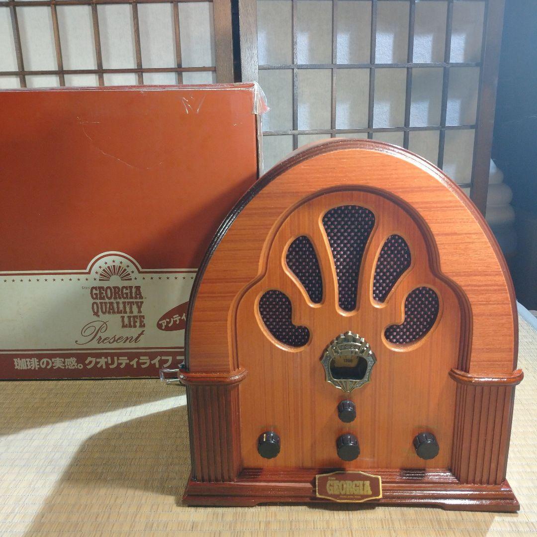 未使用品　ジョージア AM/FMラジオ 当選品 ノベルティ　木製