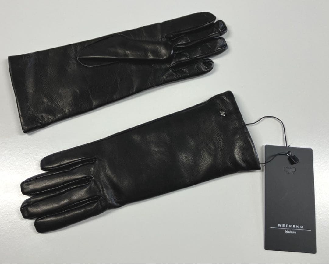 福島　マックスマーラ ラムレザーグローブ ブラック