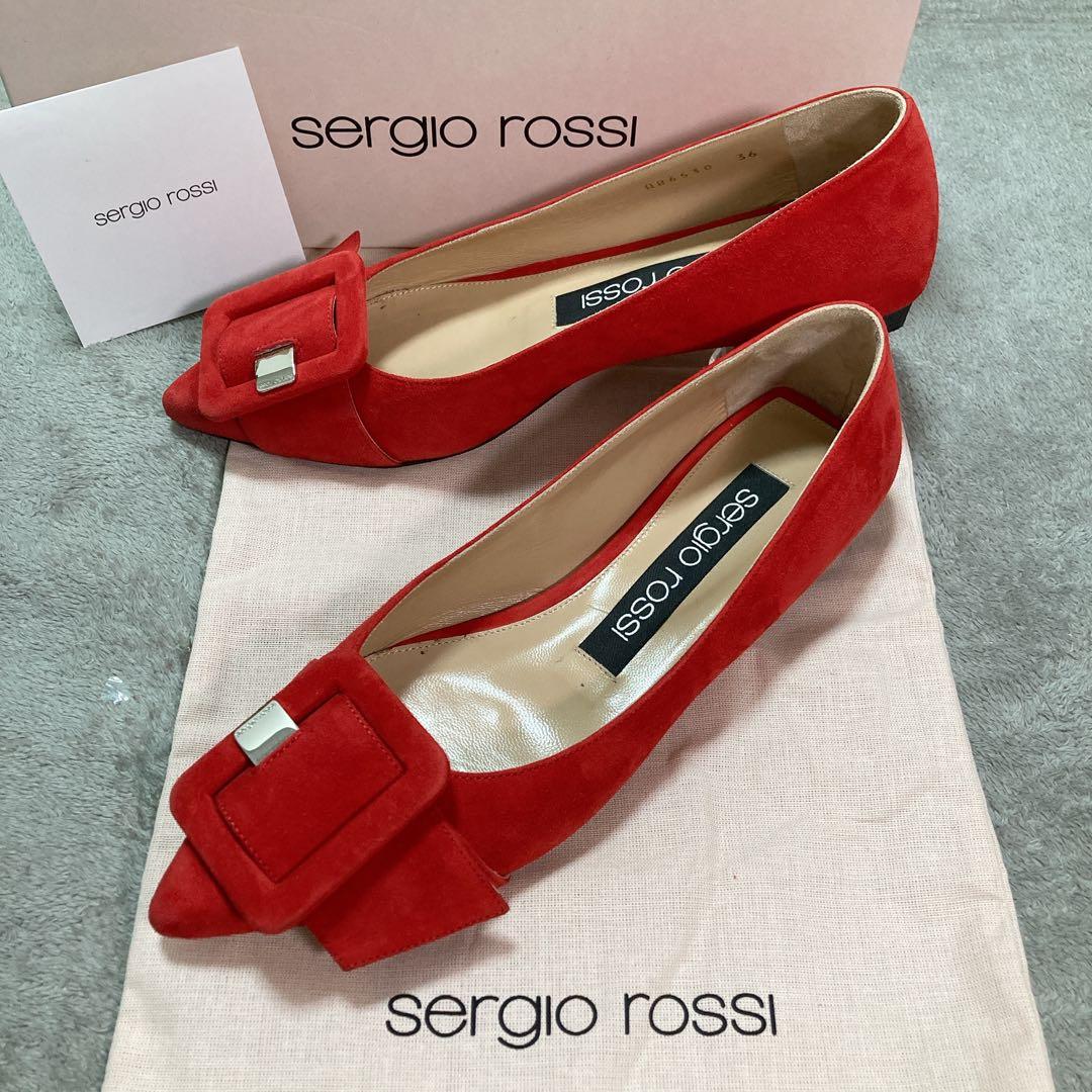 【美品】セルジオロッシ sr MILANO MIA フラットシューズ 36 赤
