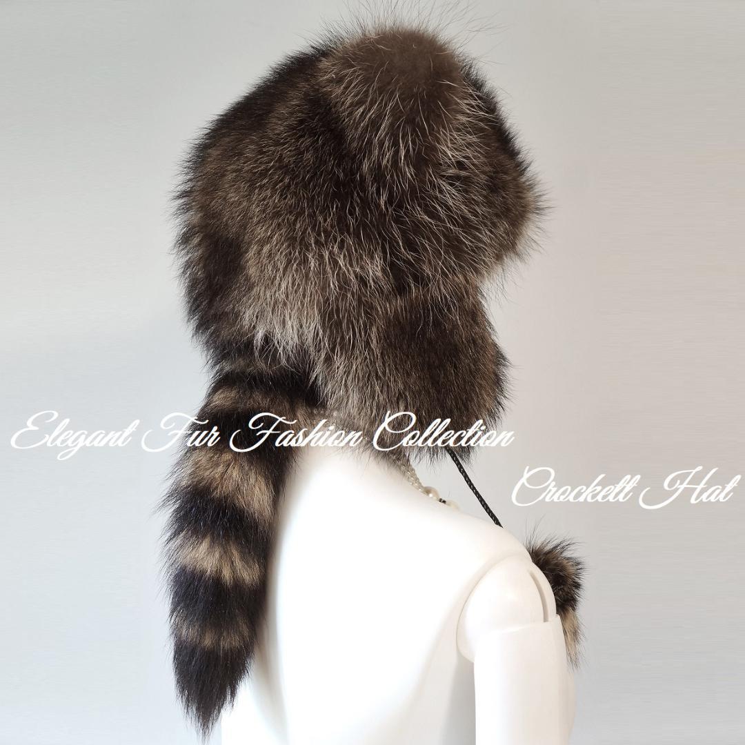 小顔効果ラクーンファークロケットハット新品本物毛皮帽子付け耳暖か防寒防風おしゃれ