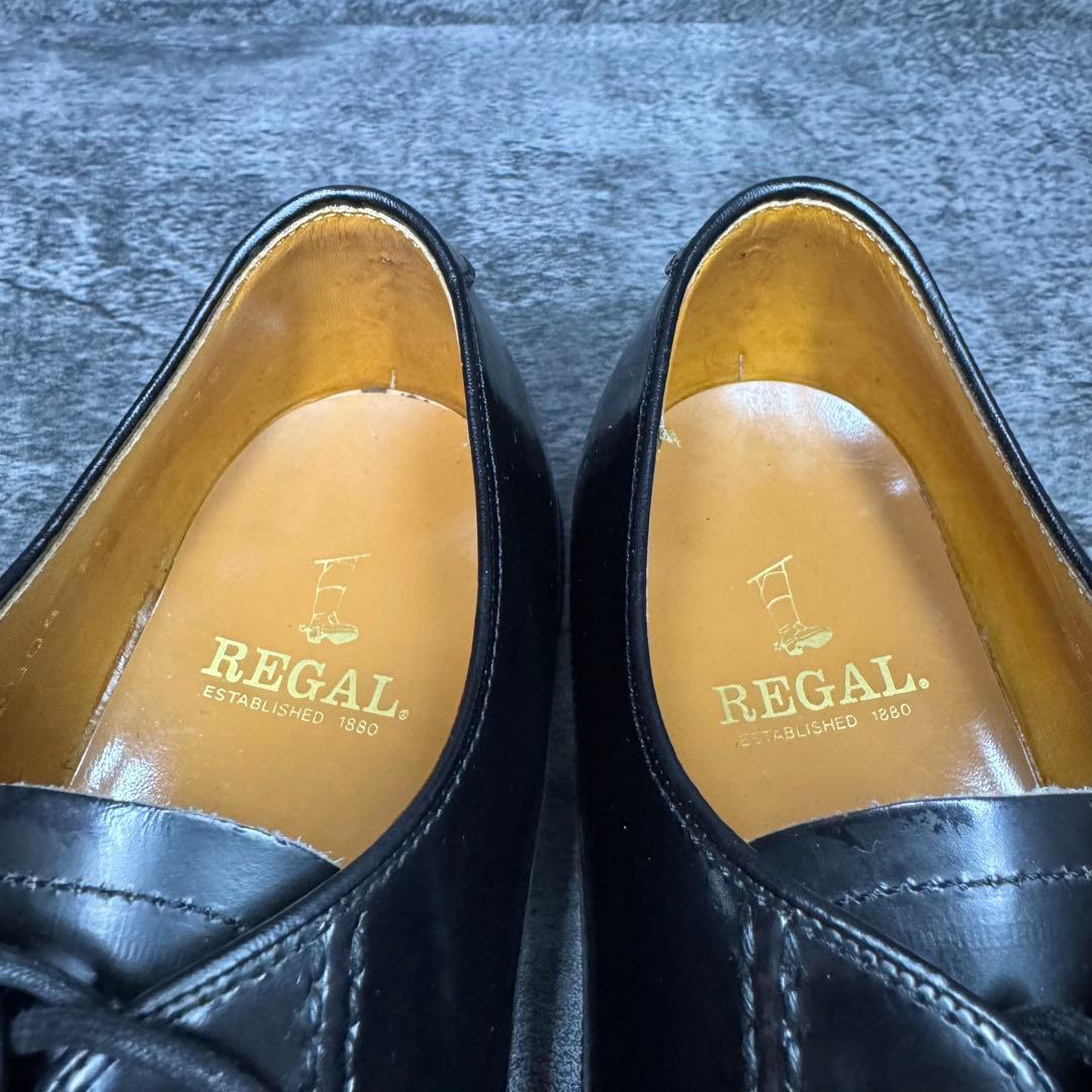 【新品未使用】REGAL プレーントゥ 2504 ガラスレザー ブラック 26