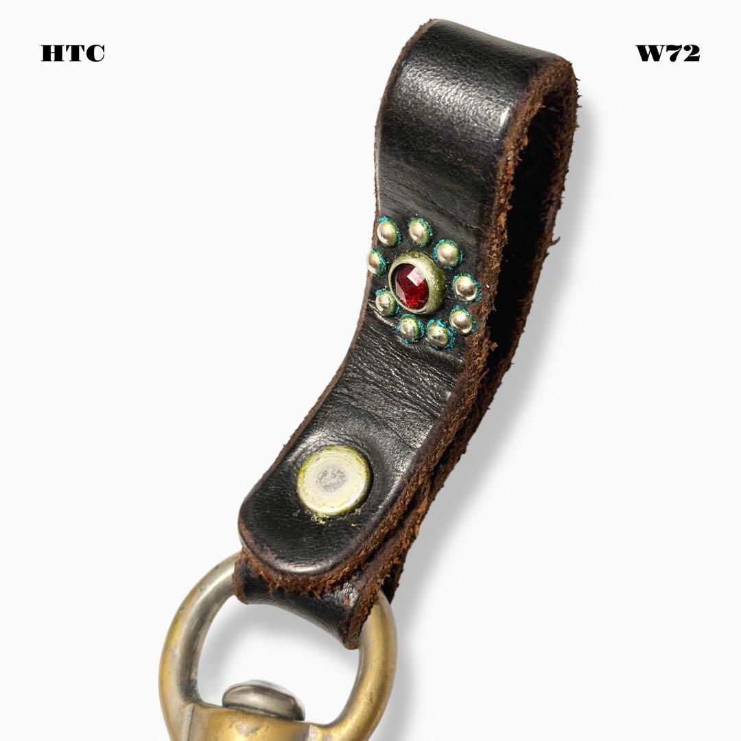 ★限定出品★ HTC ウォレット チェーン レザー スタッズ ブラック 黒青赤銀