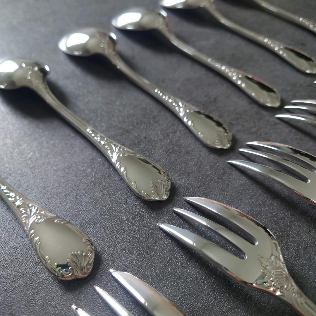 極美品 クリストフル マルリー ケーキフォーク コーヒースプーン 12点 箱付き