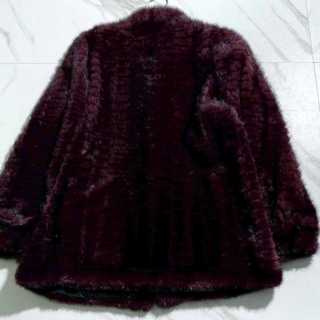 美品✨ SAGAMINK カラーミンク パープル ファーコート ハーフ丈 L