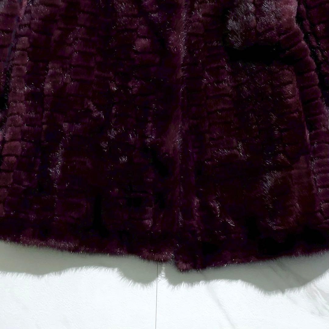 美品✨ SAGAMINK カラーミンク パープル ファーコート ハーフ丈 L