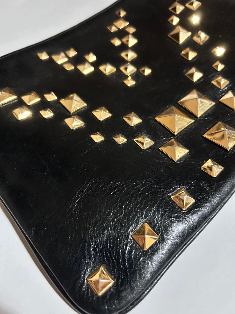 ジュンヤワタナベ　スタッズ装飾 黒 レザーポーチ
