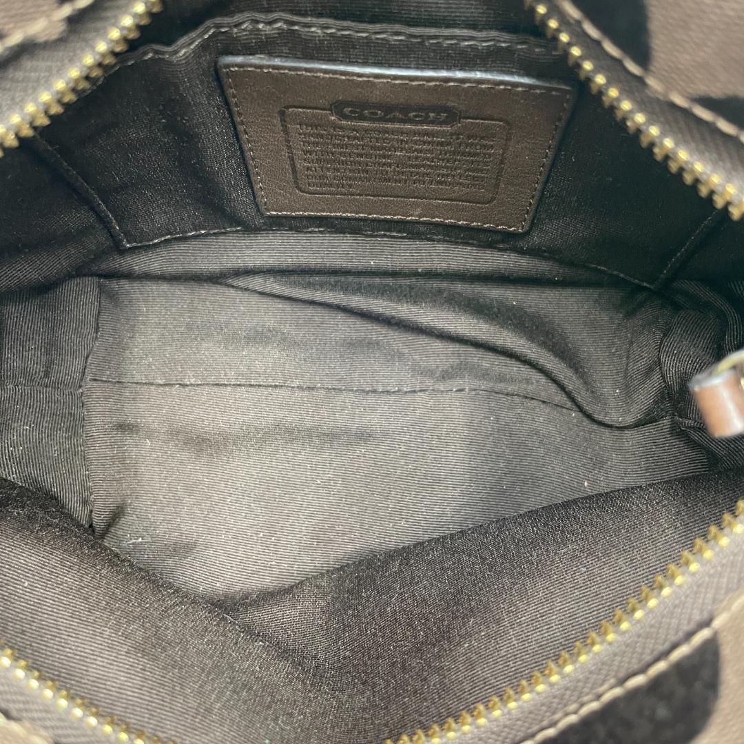 良品 COACH ショルダーバッグ キャンバス ブラウン シグネチャー