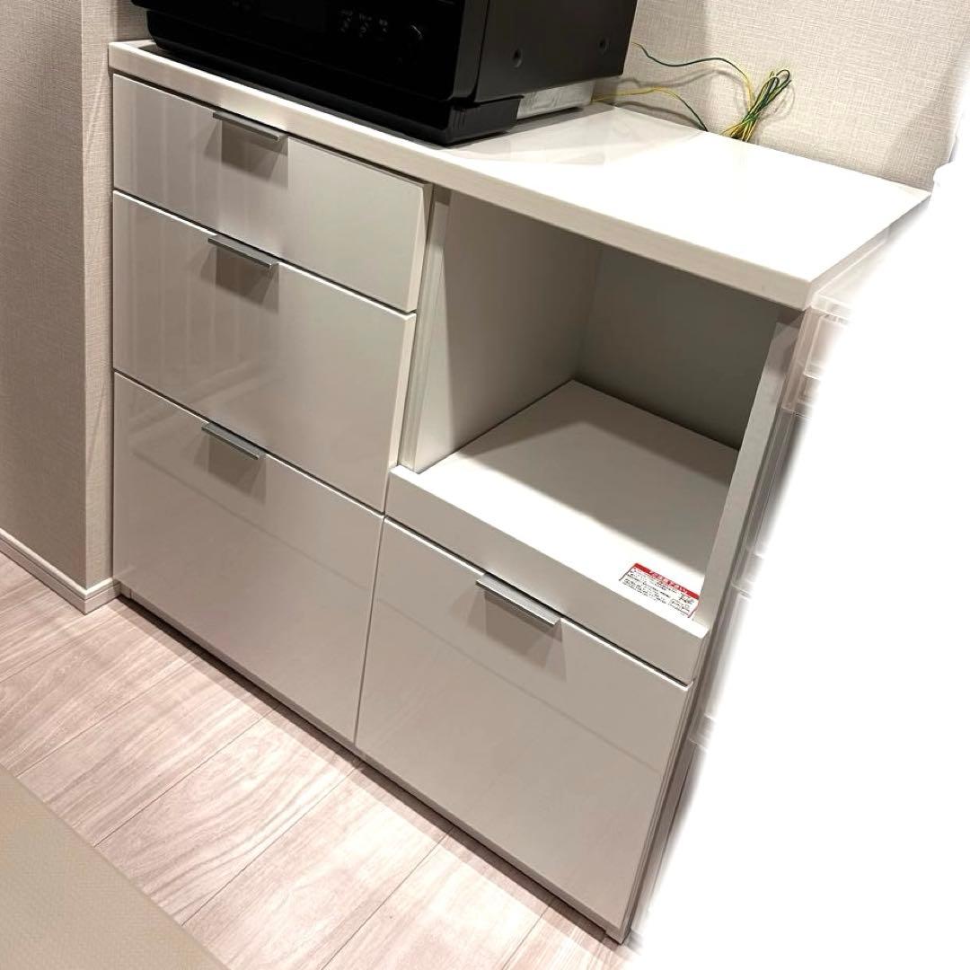 ニトリ　キッチンカウンター　引き出し収納 幅90cm　エトナ90CT WH