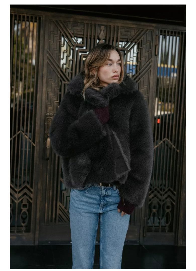 ZARA リバーシブルショートフェイクファーコート黒 Sサイズ