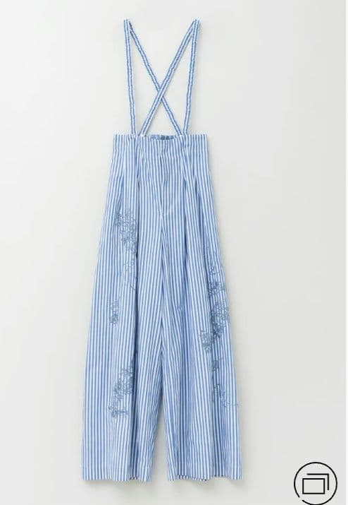 パンツ Cotton Stripe Ivy Flower EmbroideryPants