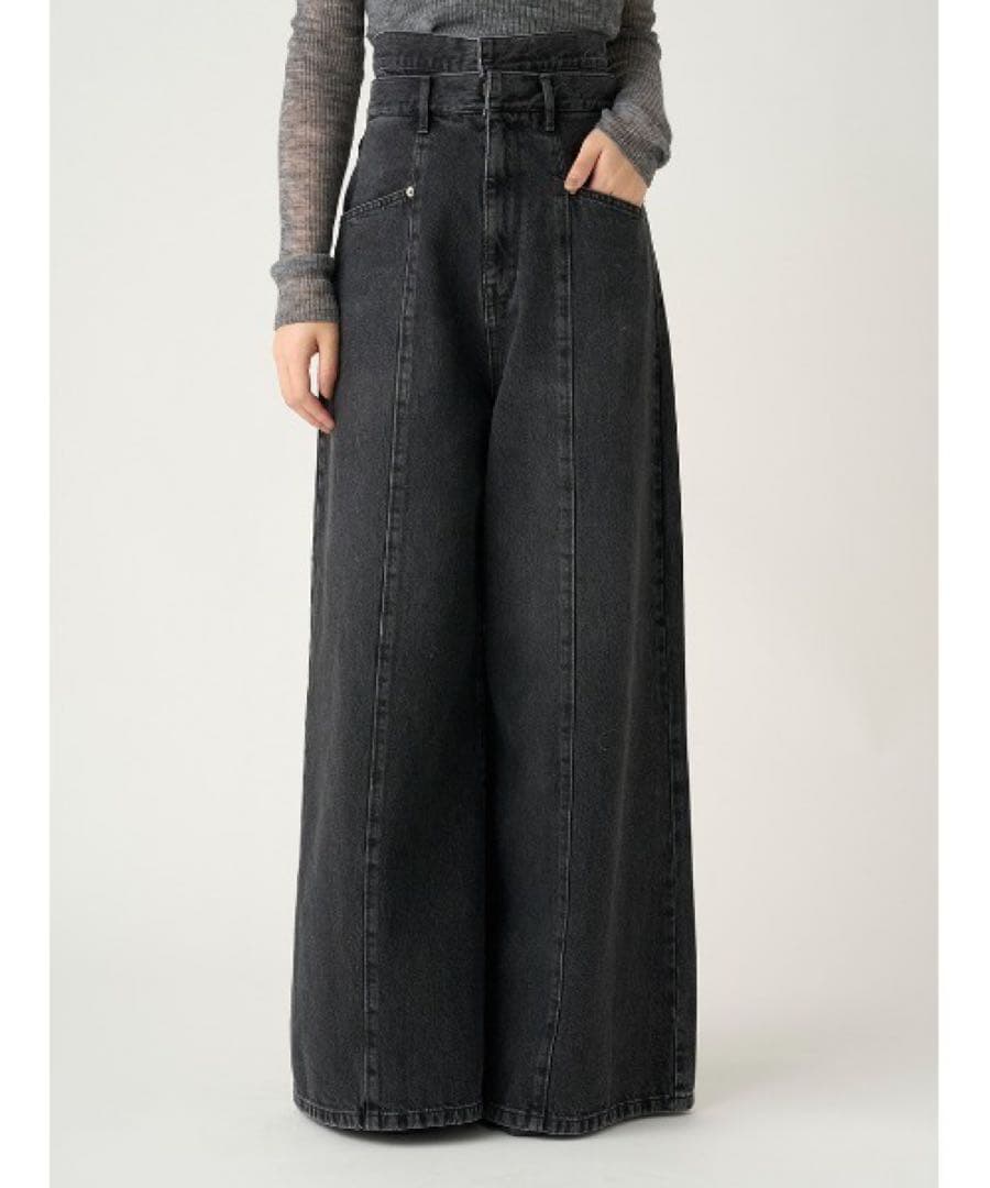 FRAY I.D ダブルベルトセンターラインデニム　1 ブラック