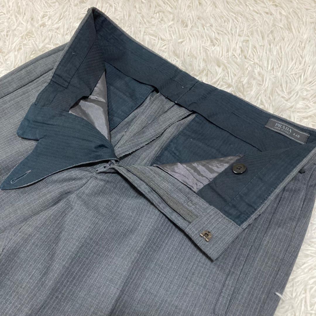 13272✨プラダ スーツ セットアップ ウール100% グレーストライプ 44