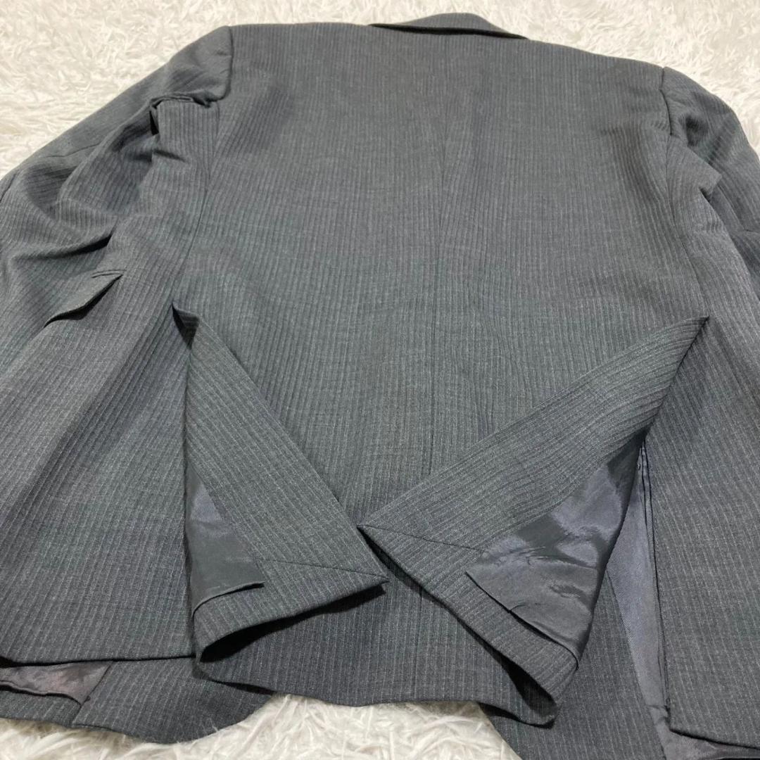 13272✨プラダ スーツ セットアップ ウール100% グレーストライプ 44