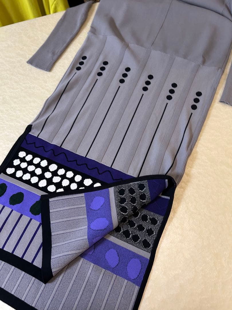 美品★ ミックスドットジャカードニットワンピース