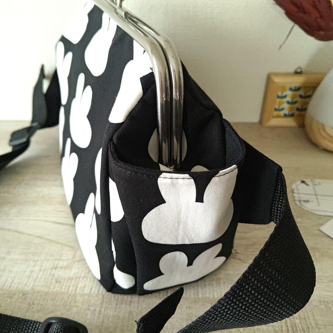 【作ちゃん様】がま口ウエストバッグ　ラビット柄　ハンドメイド