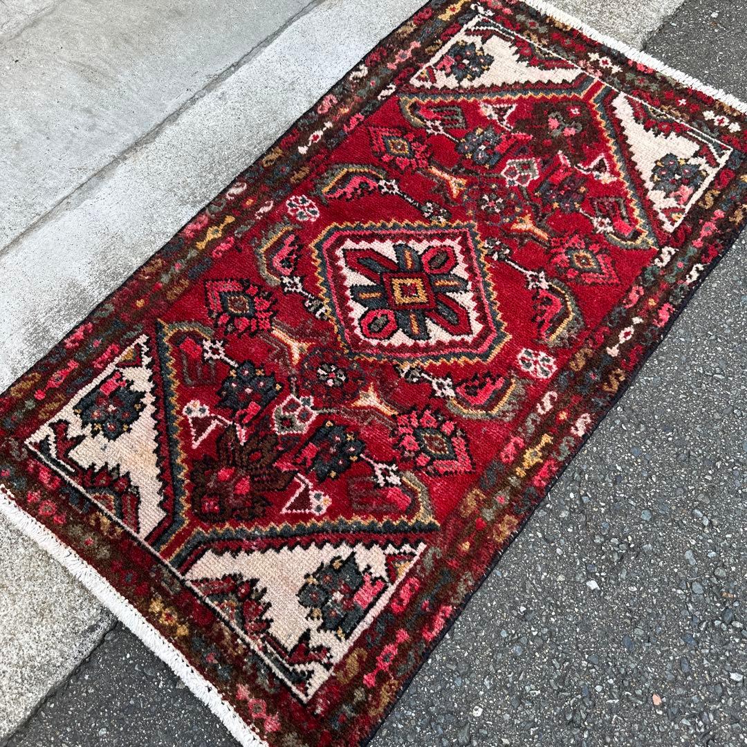 110cmx63ペルシャ絨毯年代織り物ハマダン手織り絨毯スパーヴィンテージラグ