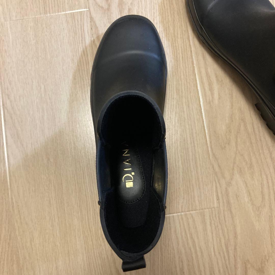 DIANA ブラック サイドゴア レインシューズ　L