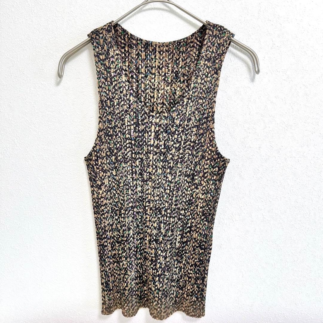 極美品✨PLEATS PLEASE モザイク柄　ノースリーブ　チュニック