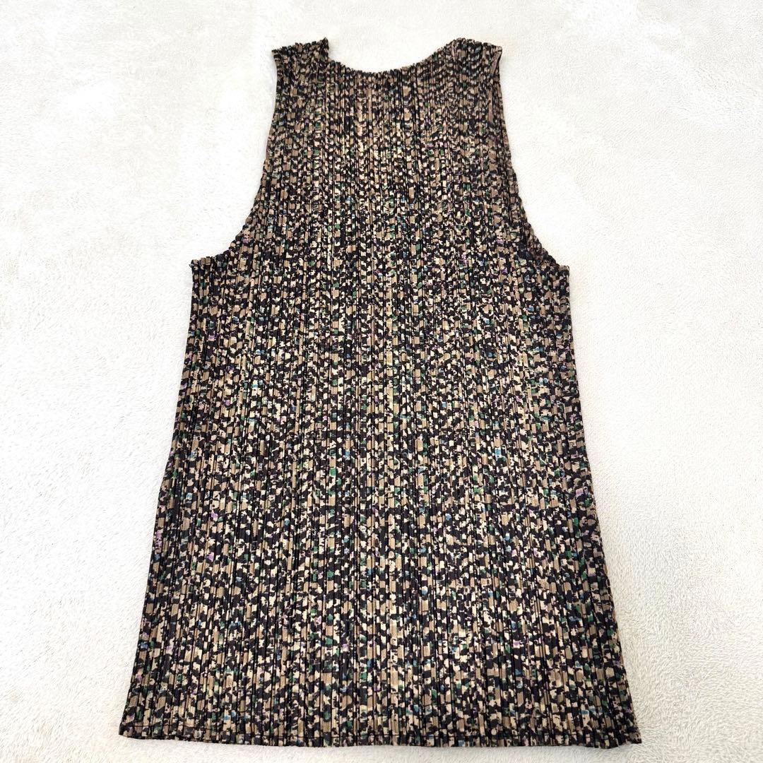 極美品✨PLEATS PLEASE モザイク柄　ノースリーブ　チュニック