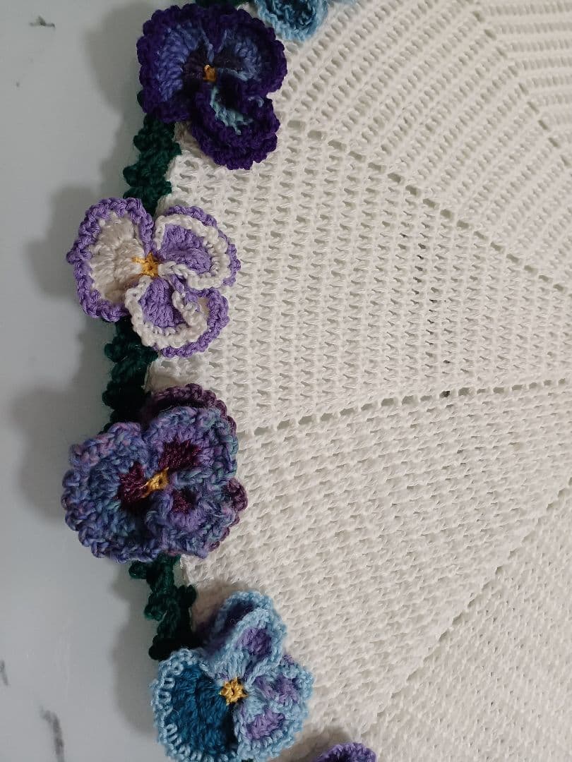 パンジーの　花束ブランケット　カシミア100%で温か