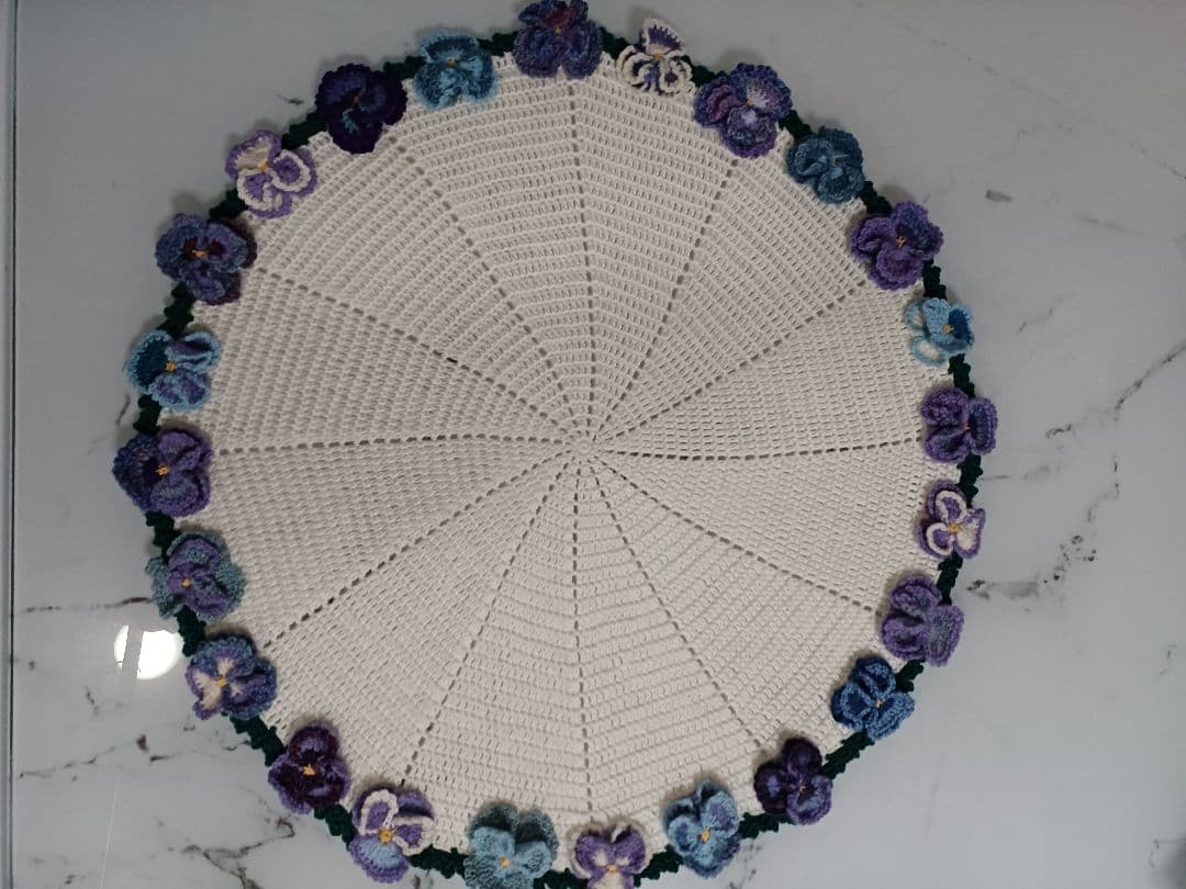 パンジーの　花束ブランケット　カシミア100%で温か