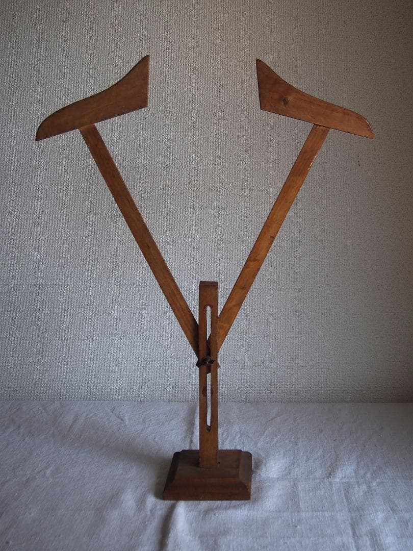 珍品 古い木製ハンガー ディスプレイスタンド 折り畳み 什器 /K245