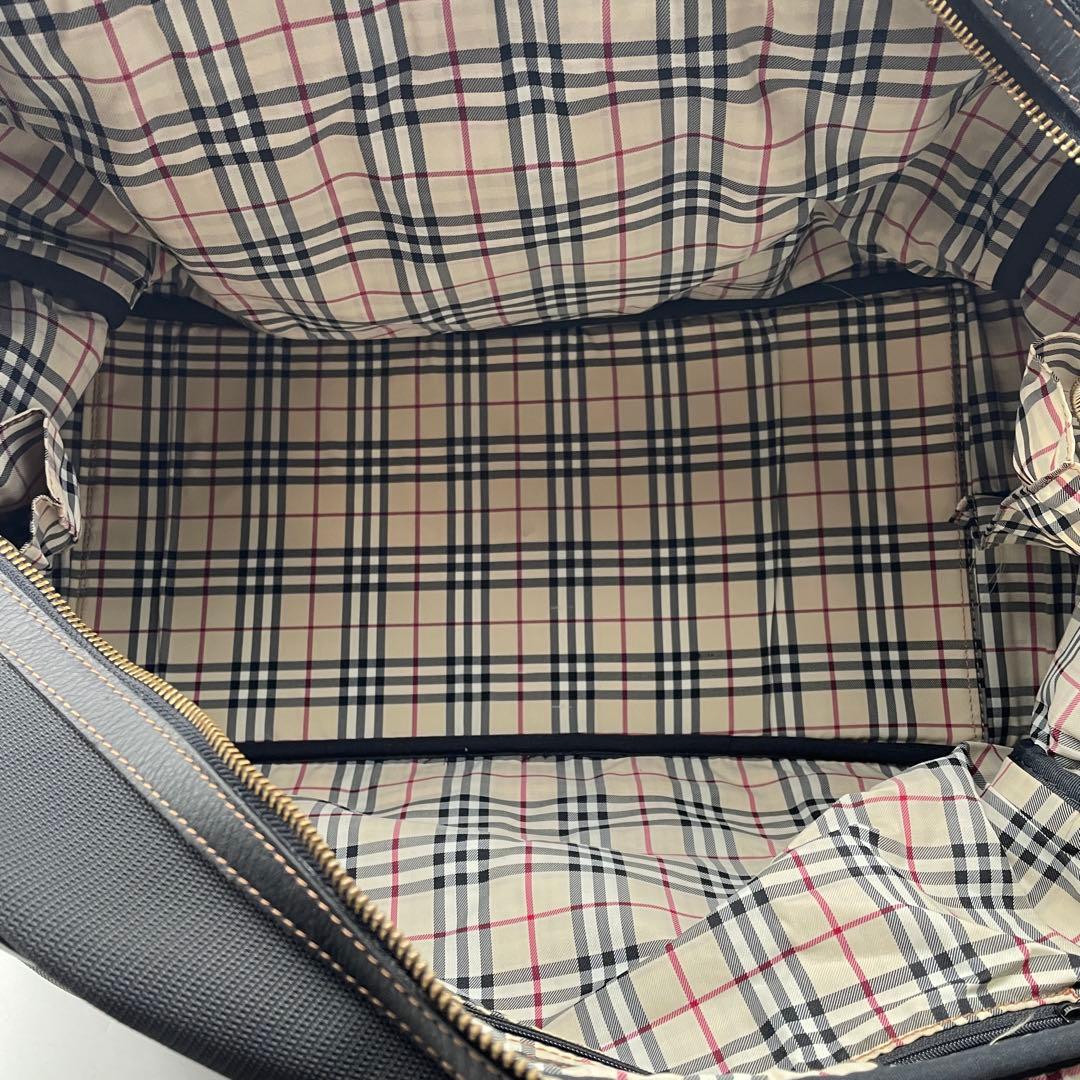 バーバリー ゴルフ ノバチェック pvc ボストンバッグ 2way 旅行 黒