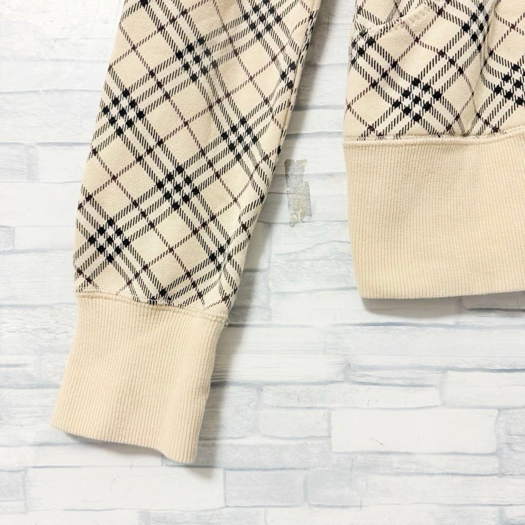 バーバリーブルーレーベル ノバチェック ジャケット 袖刺繍ロゴ ダブルジップ38