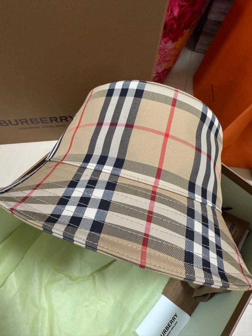 【超美品】Burberry 定番 チェック柄 M バケットハット