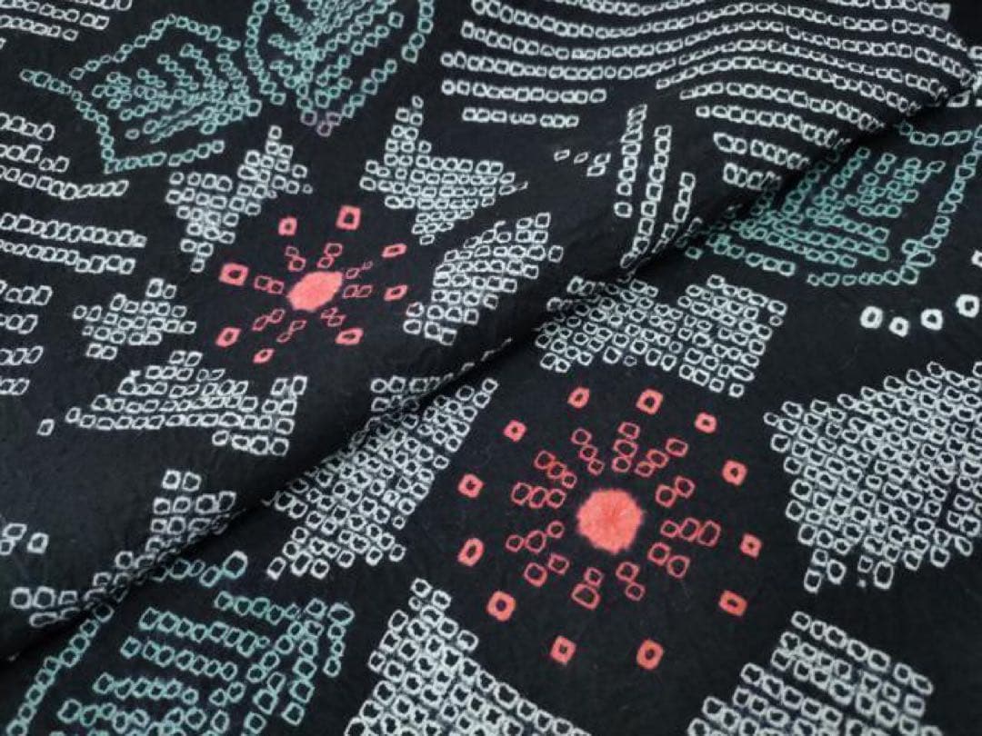 浴衣　有松絞り　身丈157 裄丈69　総絞り　濃紺　鹿の子絞り　有松鳴海絞り