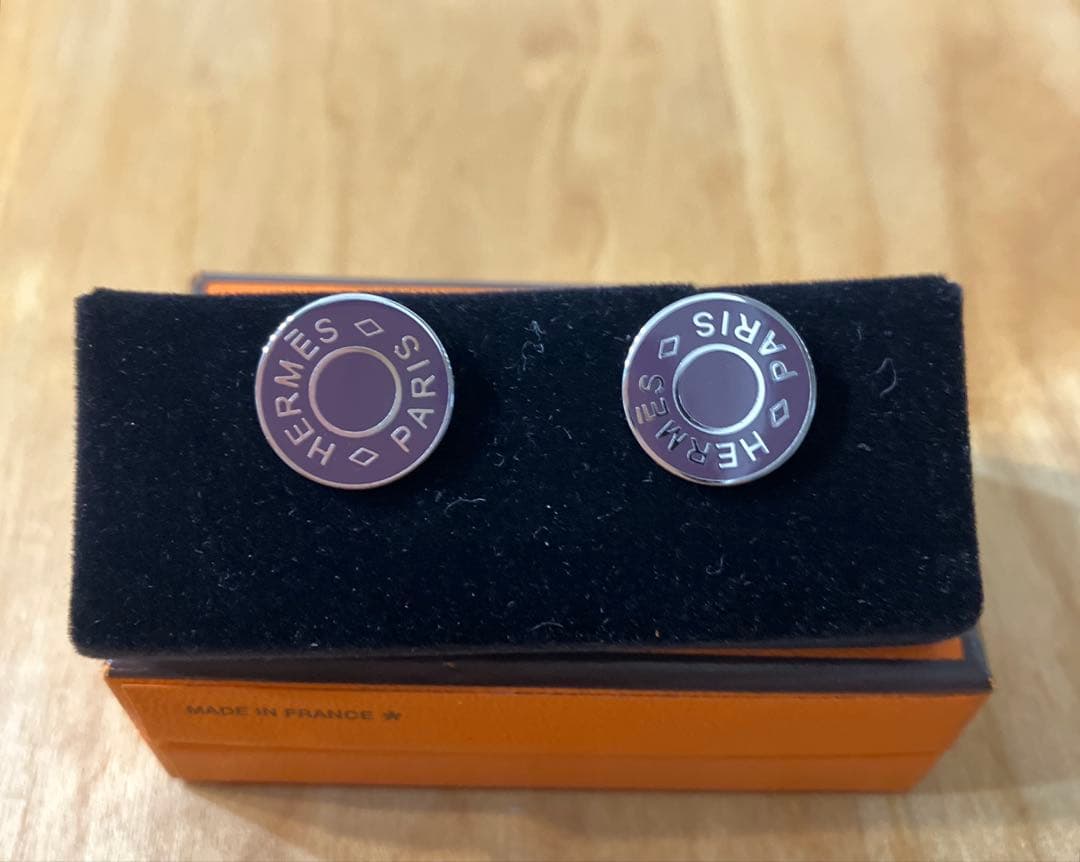 未使用 HERMES エルメス チェーン セリエ カフス ブラウン シルバー