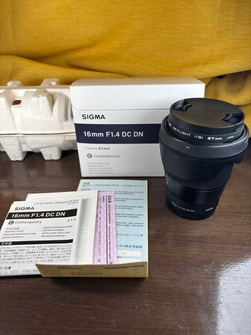 【光学美品】SIGMA 16mm F1.4 DC DN プロテクター付き
