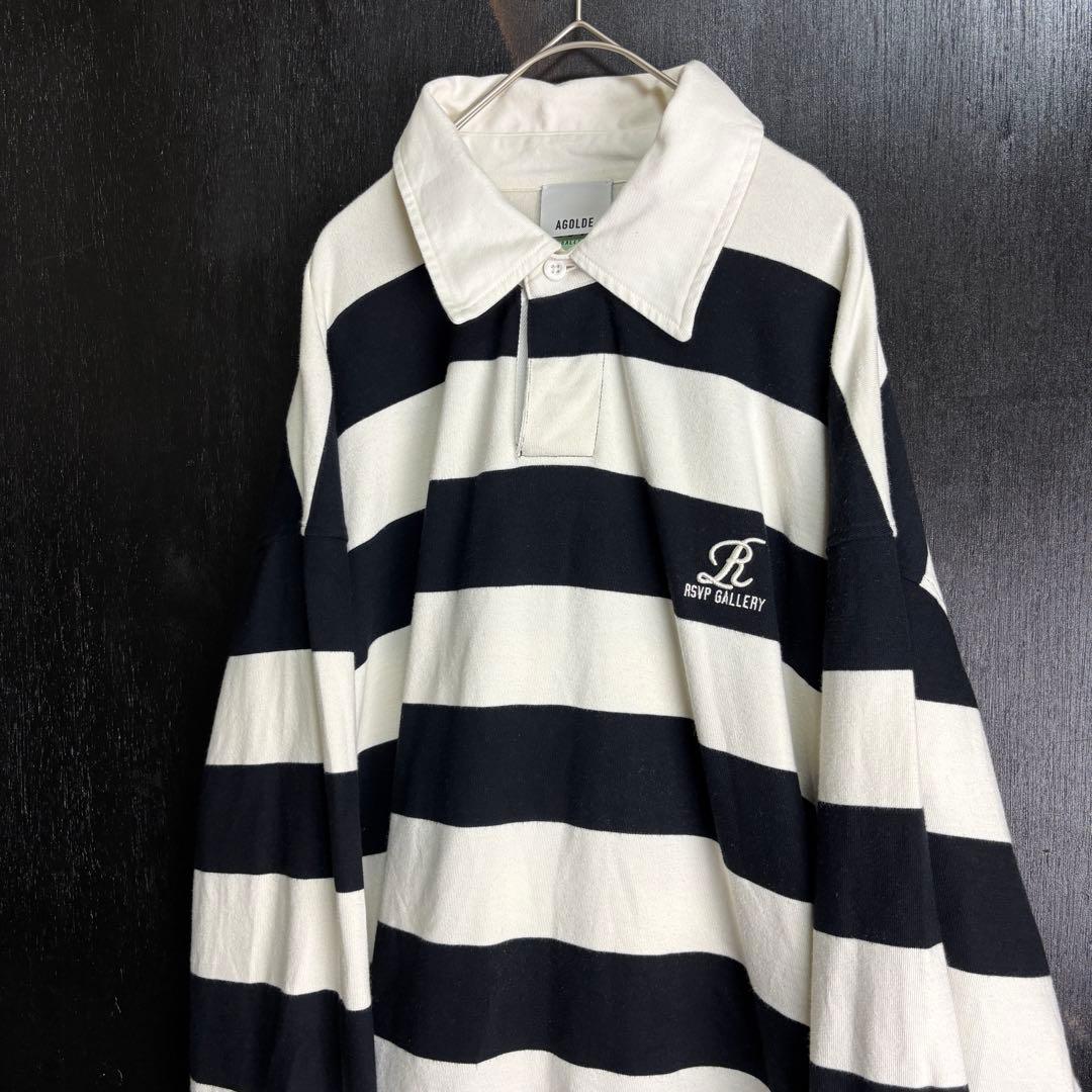 RSVP Gallery ラガーシャツ ホワイト×ブラック Lサイズ