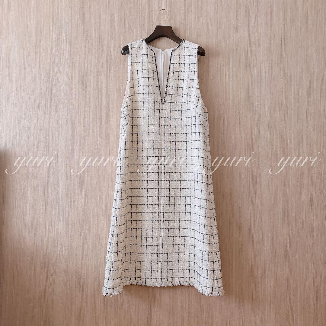 【1271】アナイ　チェックツィードジャンパースカート　白黒　38