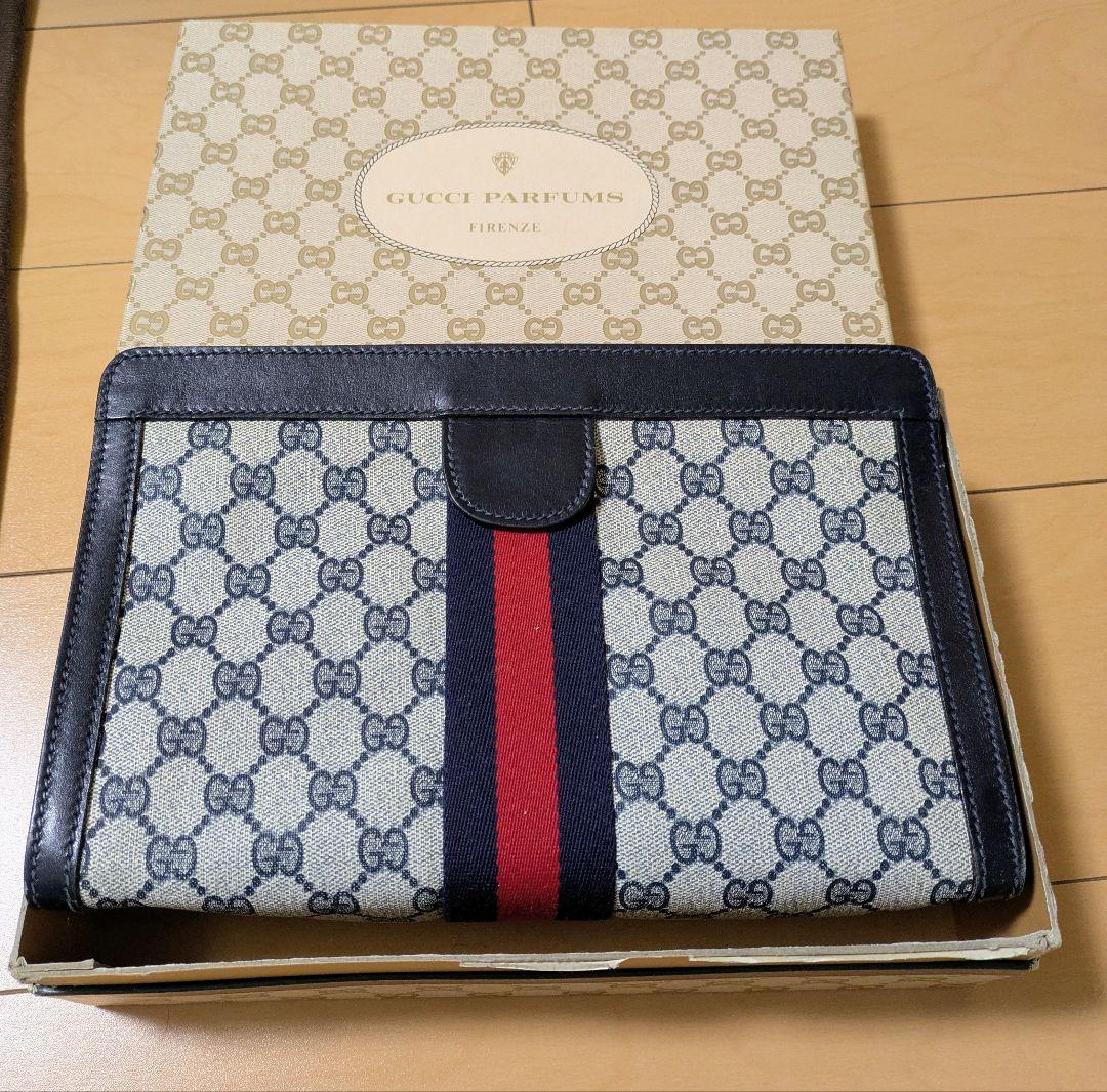 オールドグッチ セカンドバッグ クラッチ シェリーライン GGスプリーム