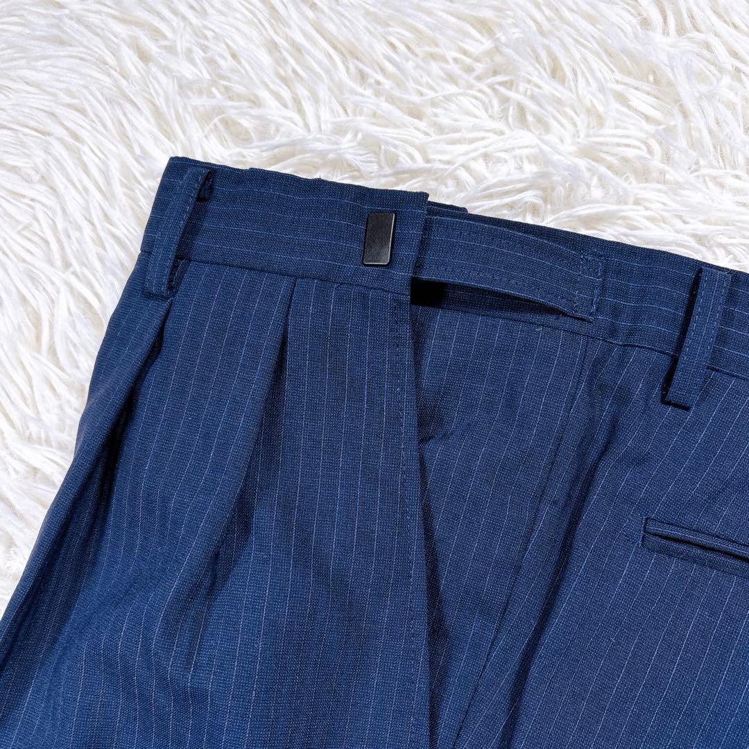 【AB6⭐️美品】リーガル　3ピーススーツセットアップ ストライプ　式　紺