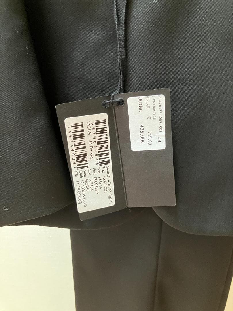 【未使用】結婚式に ブラックスーツ2Bセットアップ欧州購入