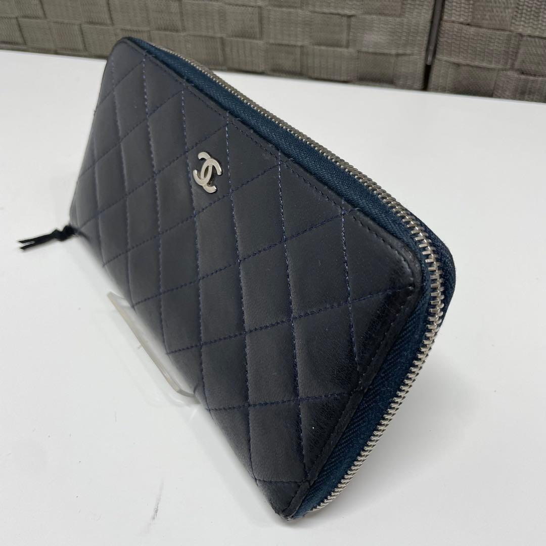 く*♪様 CHANEL マトラッセ　キルティングレザー 長財布 ネイビー