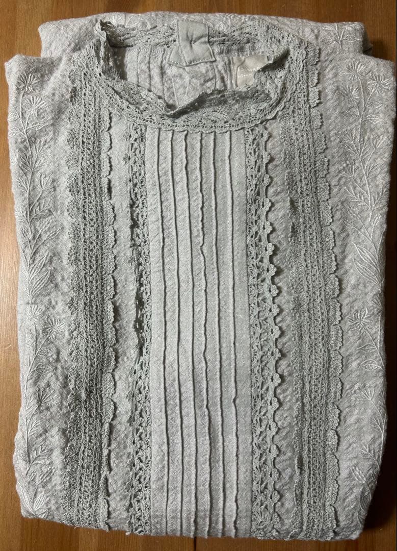 TSUHARU 新品タグ付　チェック織りレース刺繍ワンピース