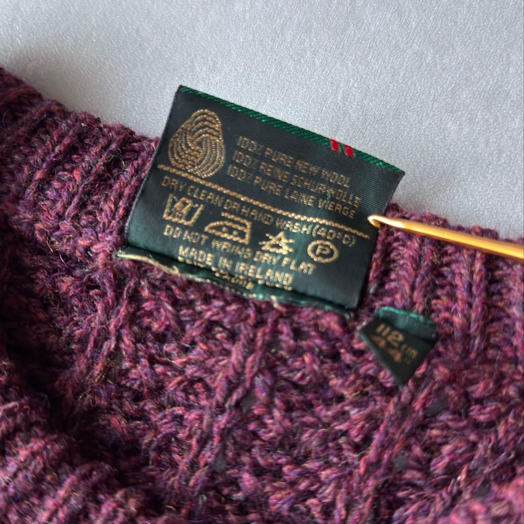 90s Ireland製 アランニット \"ハンドクラフト\" Lサイズ