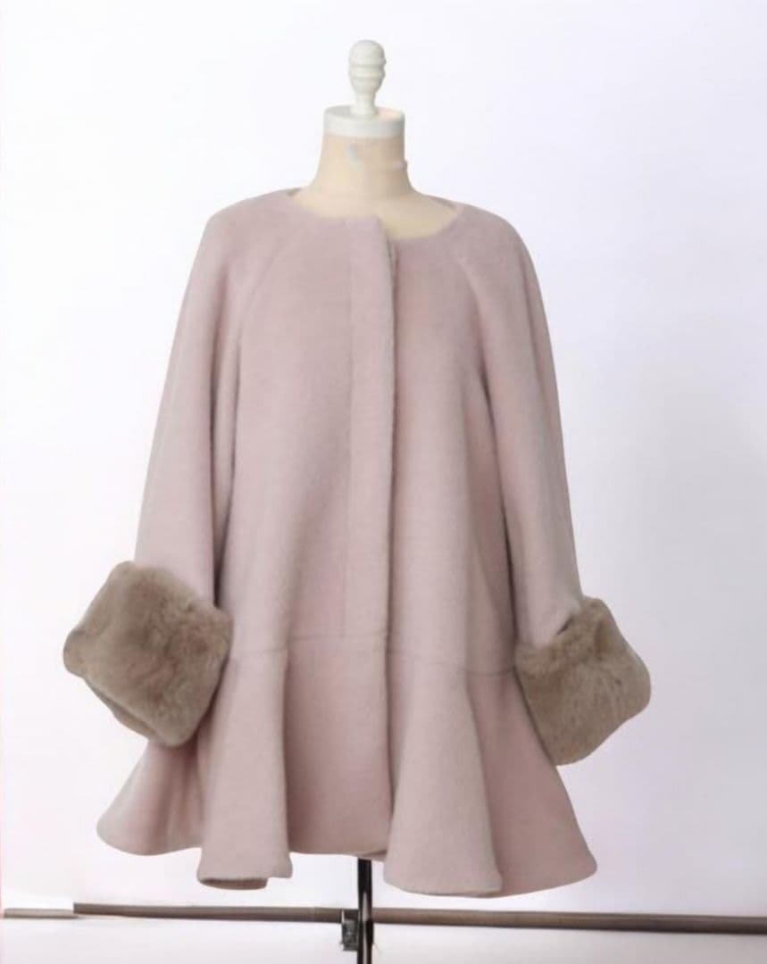 SNIDEL ラビットファー Aライン コート 黒