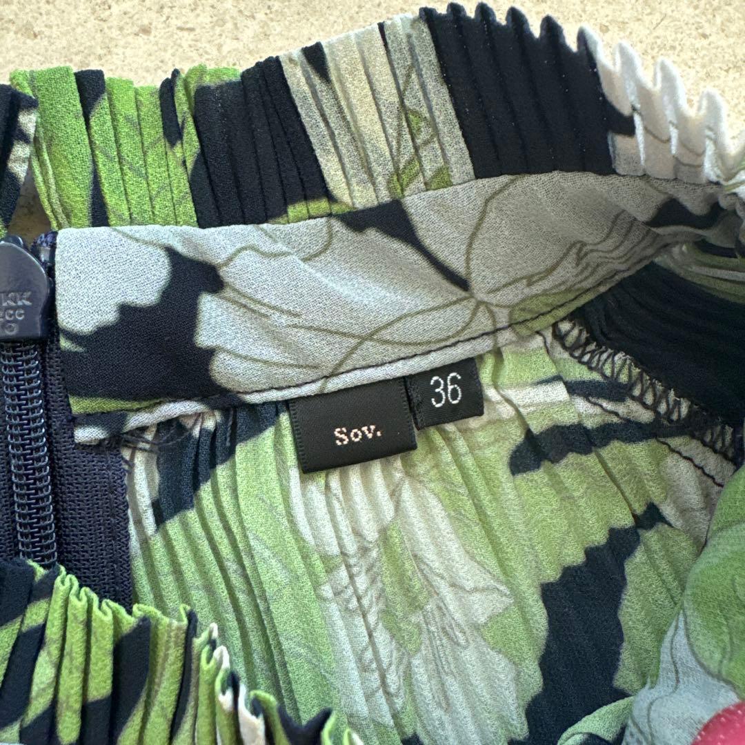 Sov. /フラワーシフォンプリーツワンピース 36