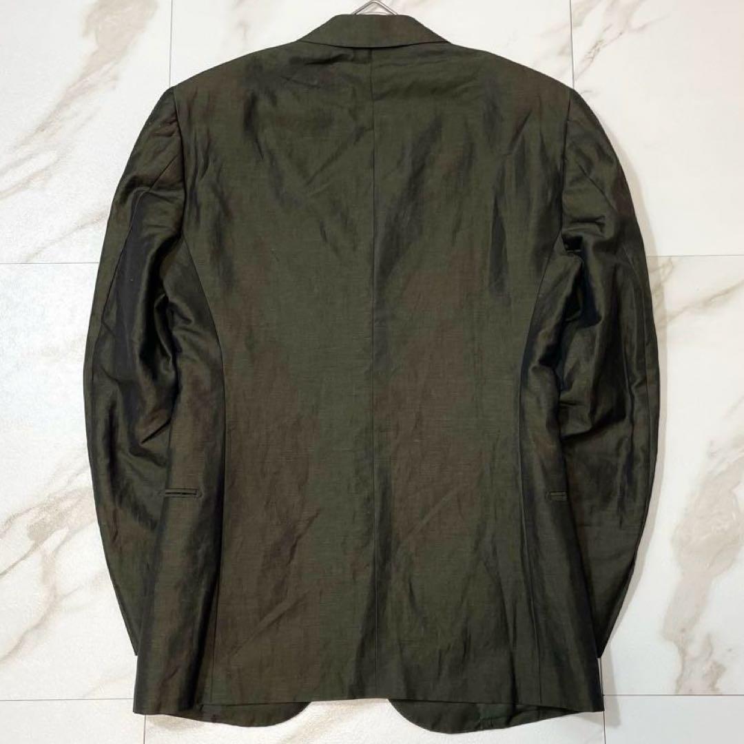 【美品 リネン混】Sartorio サルトリオ テーラードジャケット 光沢感