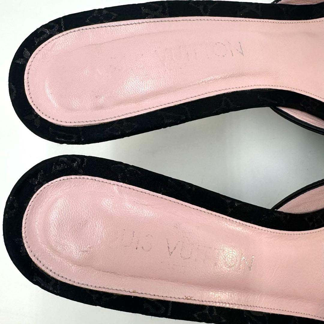 LOUIS VUITTON ミュール サンダル モノグラム LVロゴ ブラック