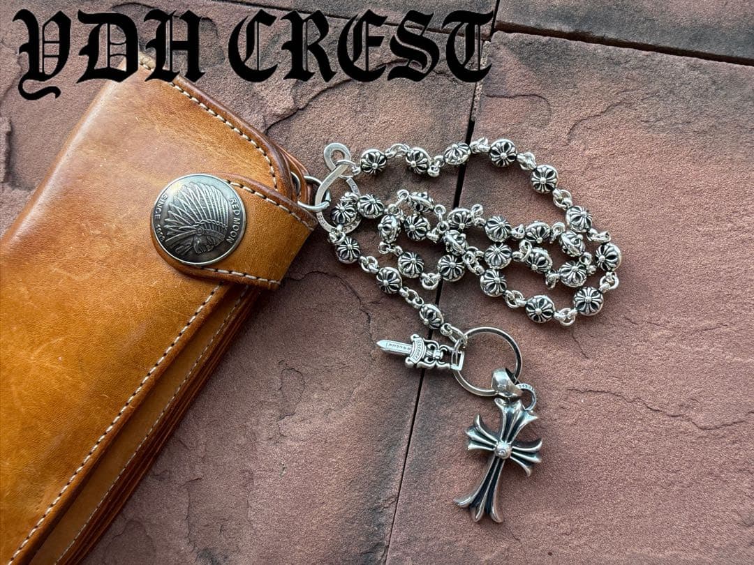 新入荷　バイカー必須　フラワークロスウォレットチェーン　刻印有り　MLCN04