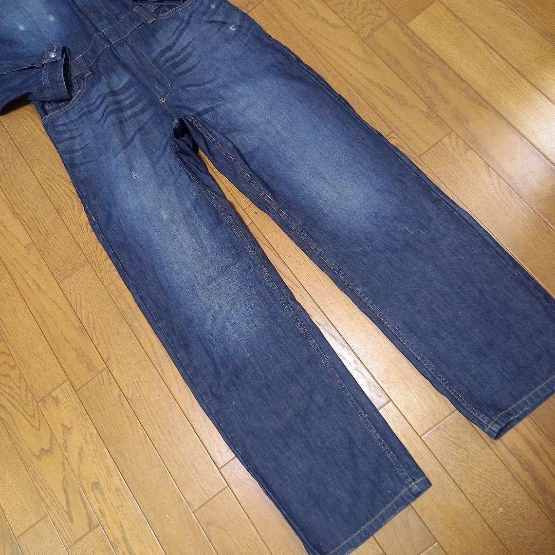 ルパート ダメージ加工デニムつなぎ オールインワン バンソン ヒゲ 色落ち